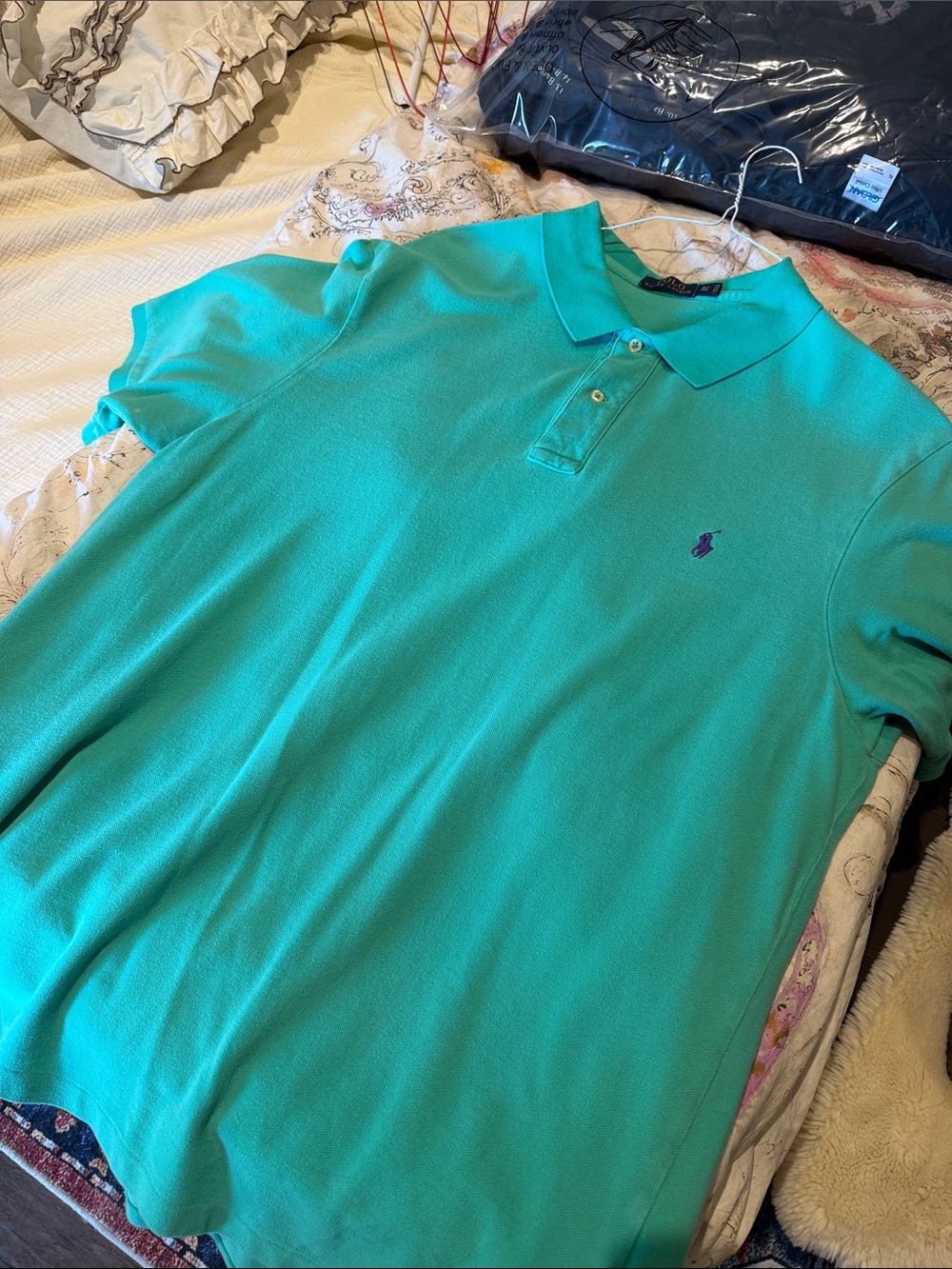 Ralph Lauren Men’s Polo Shirt - Turquoise with Purple Pony